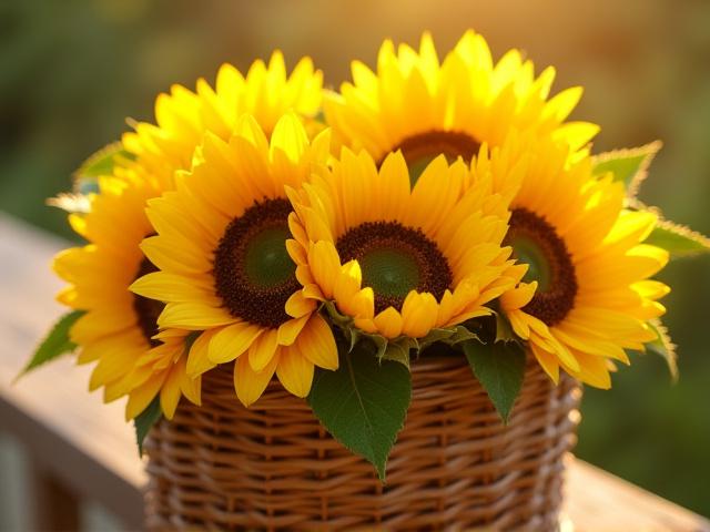 Cesta de Girasoles Vibrantes